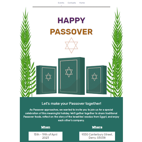 Passover Event Schedule Invite